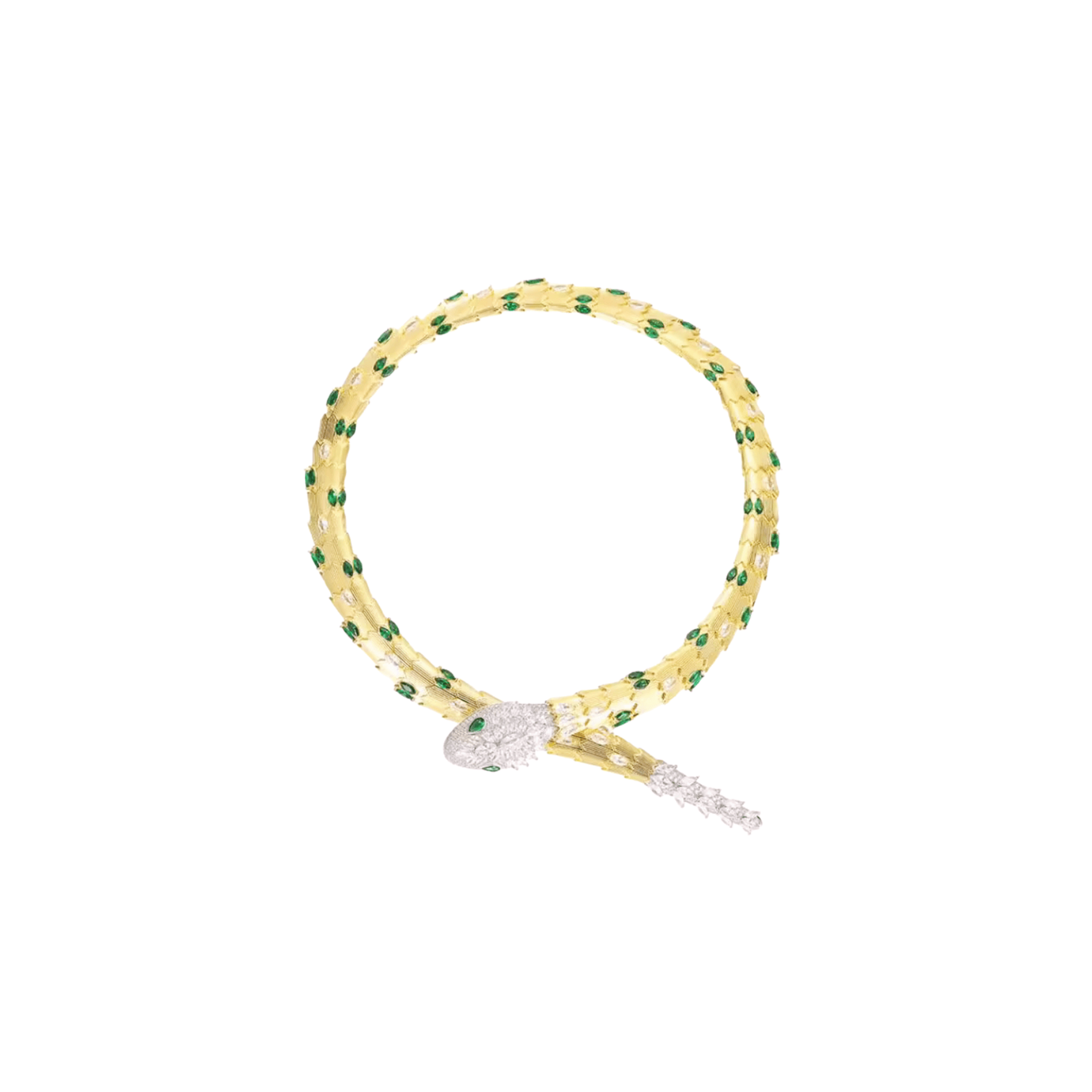 Bv1g*ai gold serpent necklace emerald